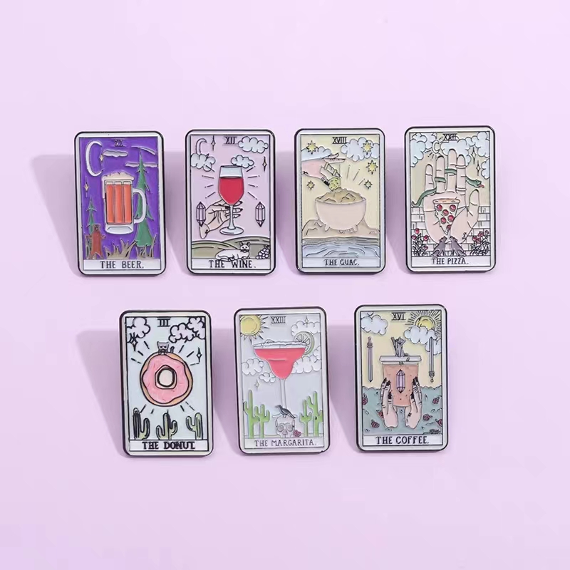 Wine Beer Pizza - Creative Retro Tarot Cards Bohemian Style
