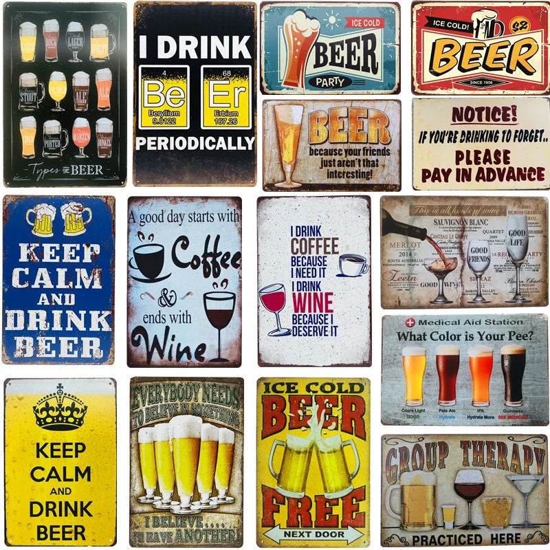 Wine Beer Europe - Vintage Beer Metal Tin Signs Wine