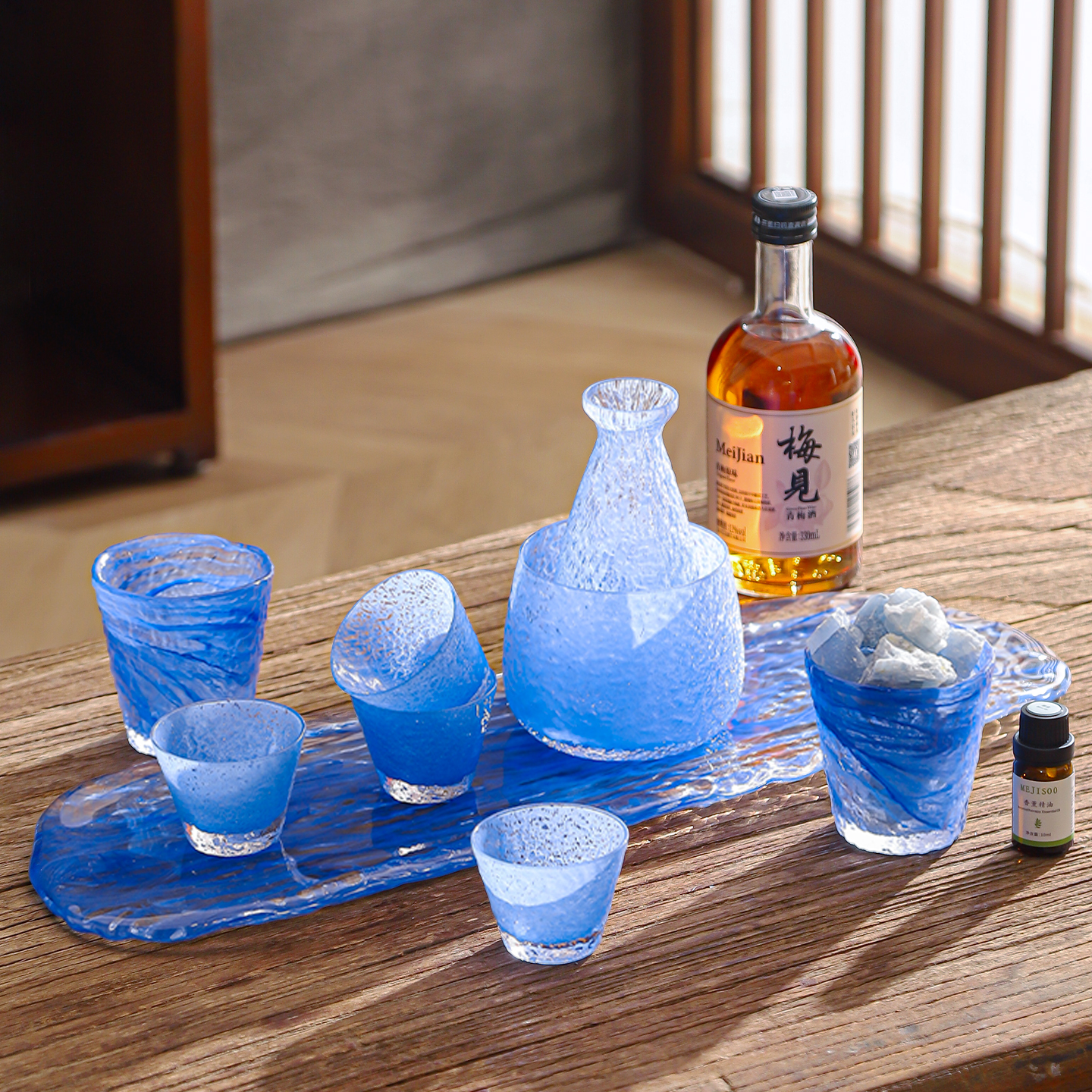 Wine Glass Set Crystal - High-End Japanese Style Clear Wine Pot