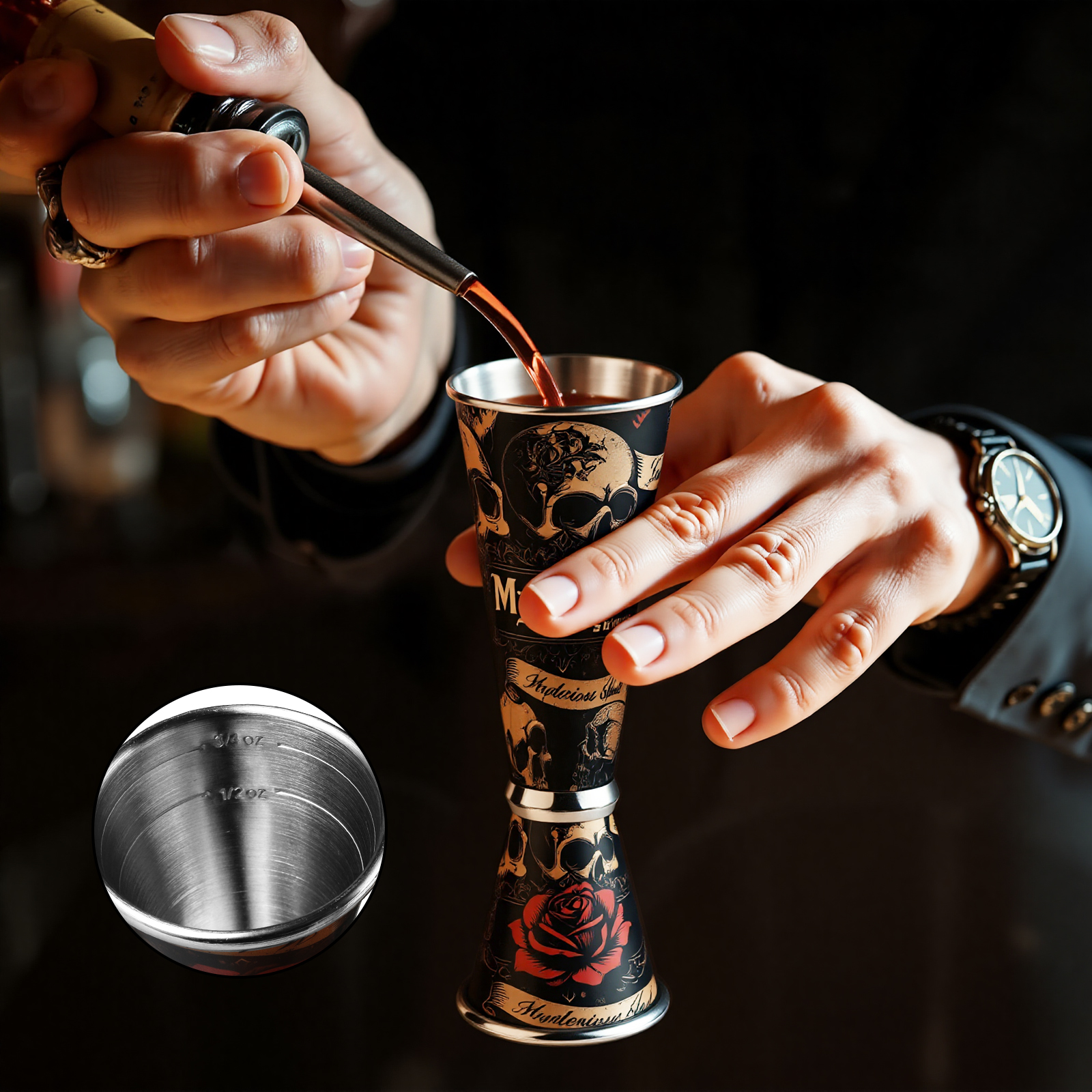 30/60ml Retro Skull Cocktail W - огляд і ціна Spirit Measure Jigger