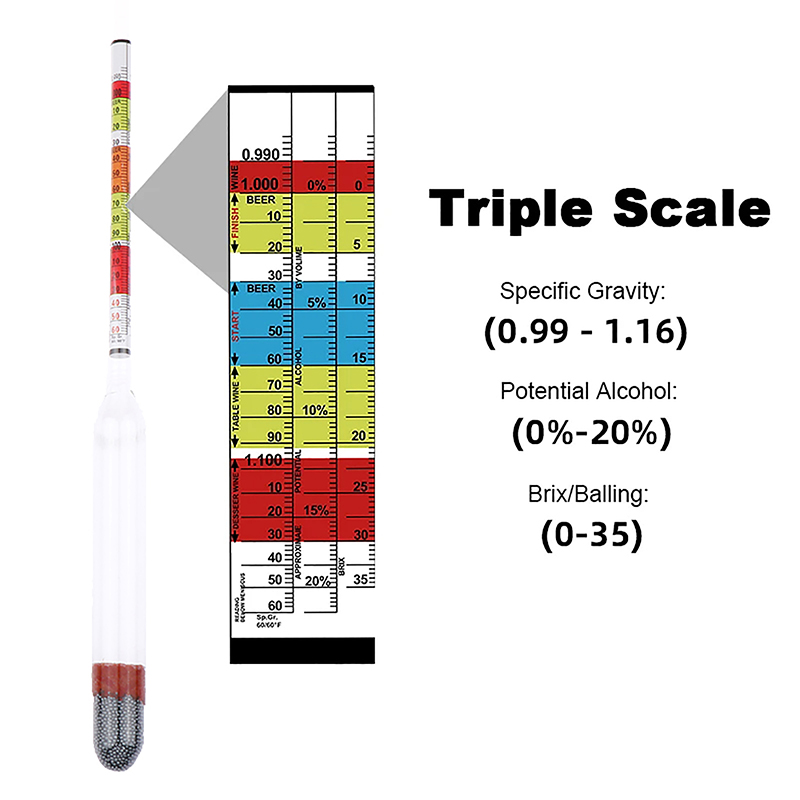 Triple Scale Hydrometer Self B - огляд і ціна Wine Beer And Mead