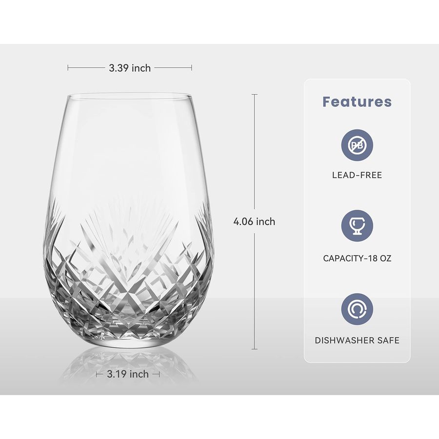 Hand Cut Stemless Wine Glass S - огляд і ціна Wine Glass Set Crystal