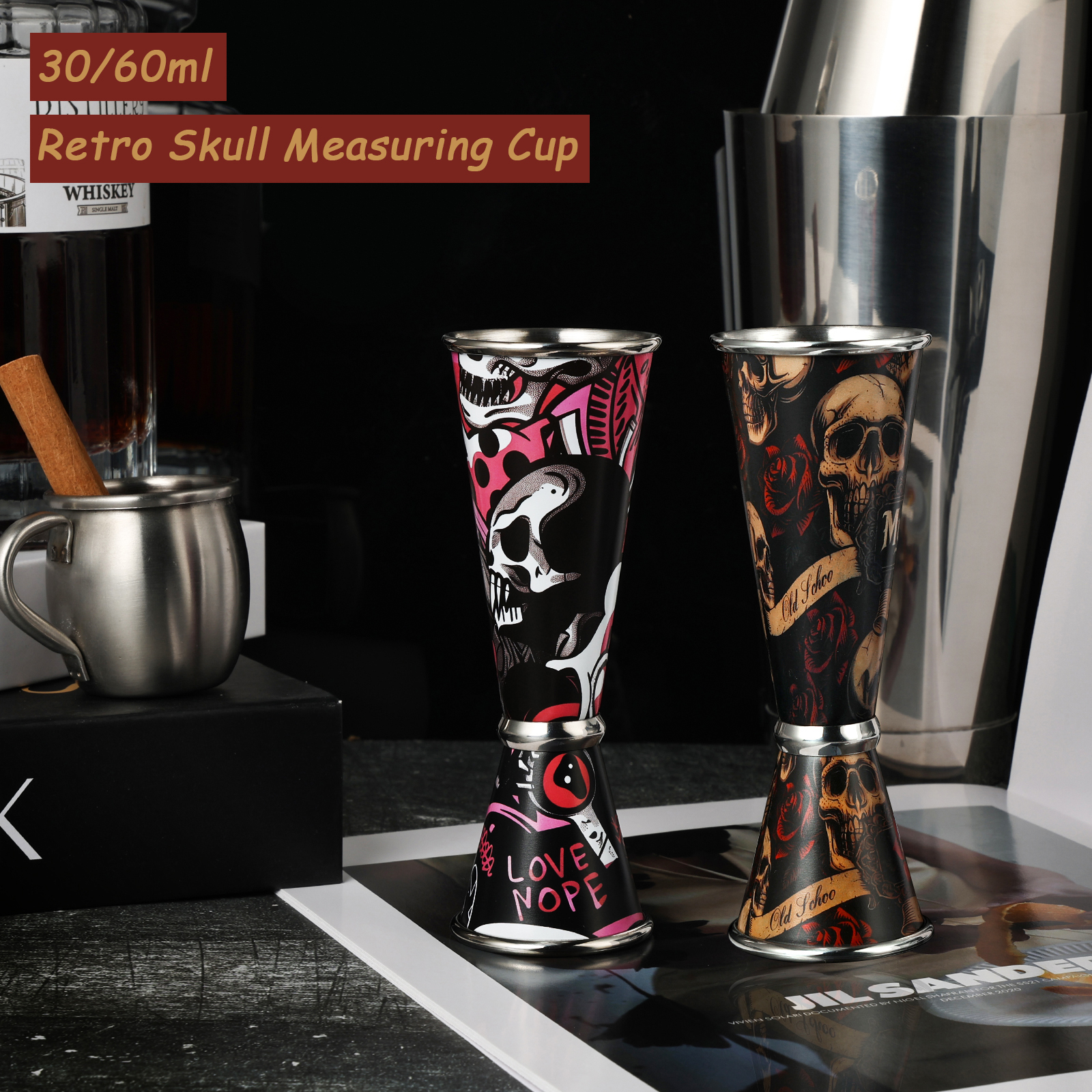 30/60ml Retro Skull Cocktail W - огляд і ціна Spirit Measure Jigger