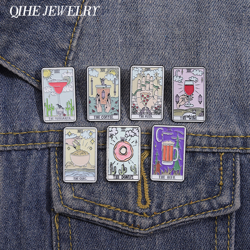Tarot Enamel Pin Badge Card Cu - огляд і ціна Wine Beer Pizza